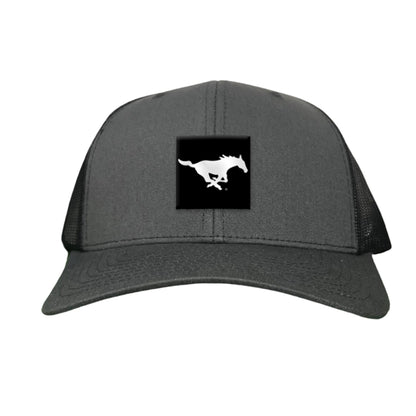SMU Black Label Pony Logo Hats/ 194 / SMU017 / MM - Charcoal Curved Bill Mesh Snapback - Club Rehab