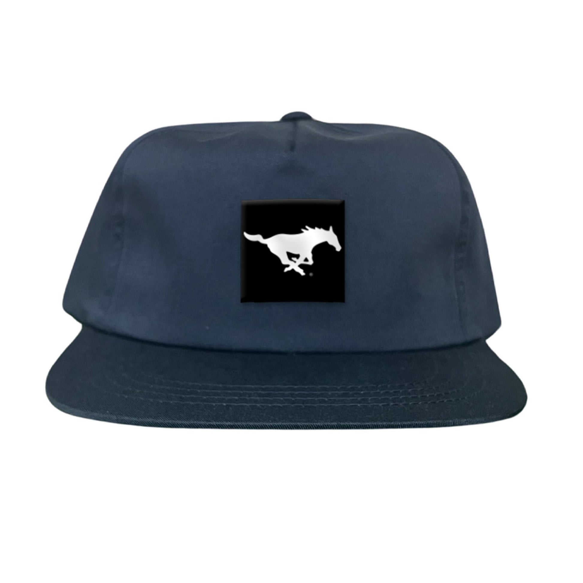 SMU Black Label Pony Logo Hats/ 194 / SMU017 / MM - Charcoal Flat Bill Mesh Snapback - Club Rehab