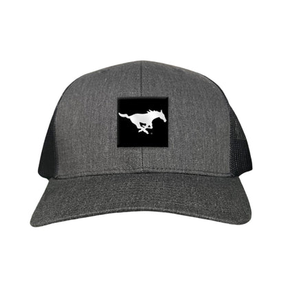 SMU Black Label Pony Logo Hats/ 194 / SMU017 / MM - Dark Heather / Black Curved Bill Mesh Snapback - Club Rehab