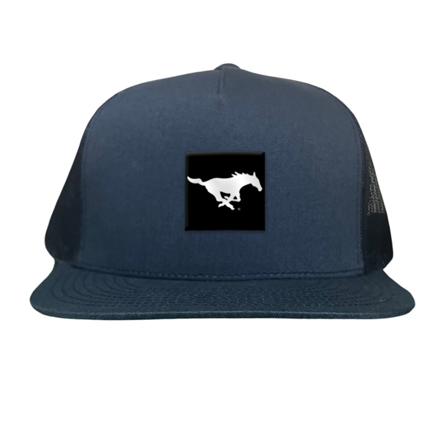 SMU Black Label Pony Logo Hats/ 194 / SMU017 / MM - Flat Bill Navy Mesh Snapback - Club Rehab