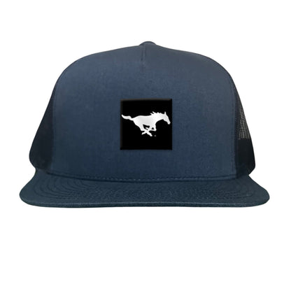 SMU Black Label Pony Logo Hats/ 194 / SMU017 / MM - Flat Bill Navy Mesh Snapback - Club Rehab