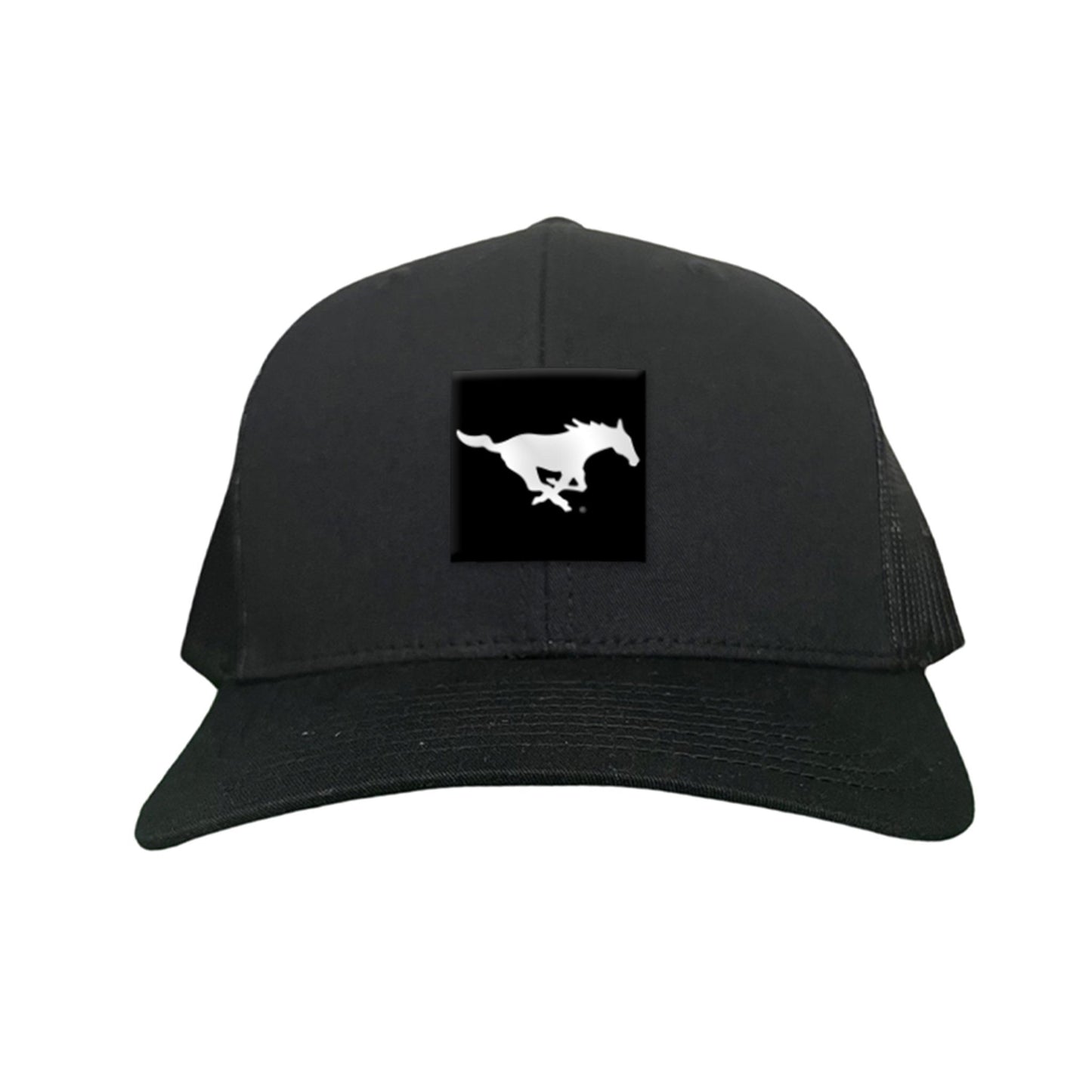 SMU Black Label Pony Logo Hats/ 194 / SMU017 / MM - Red / White Curved Bill Mesh Snapback - Club Rehab