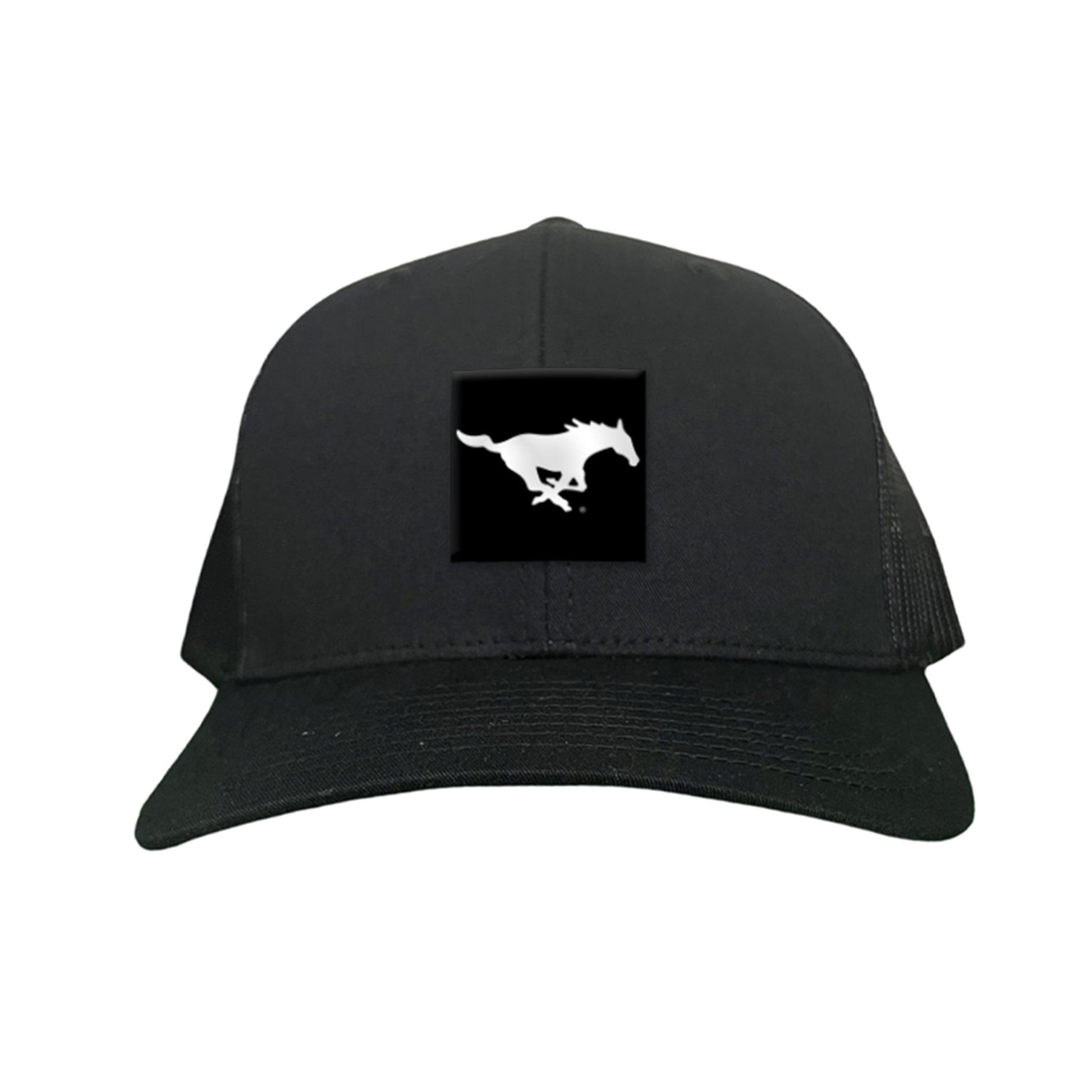 SMU Black Label Pony Logo Hats/ 194 / SMU017 / MM - Red / White Curved Bill Mesh Snapback - Club Rehab