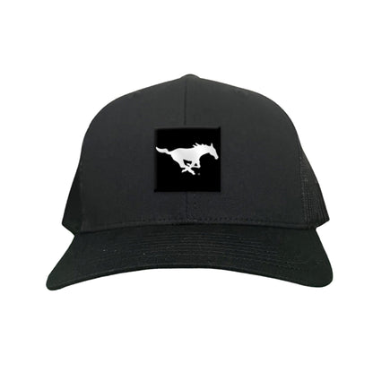 SMU Black Label Pony Logo Hats/ 194 / SMU017 / MM - Red / White Curved Bill Mesh Snapback - Club Rehab