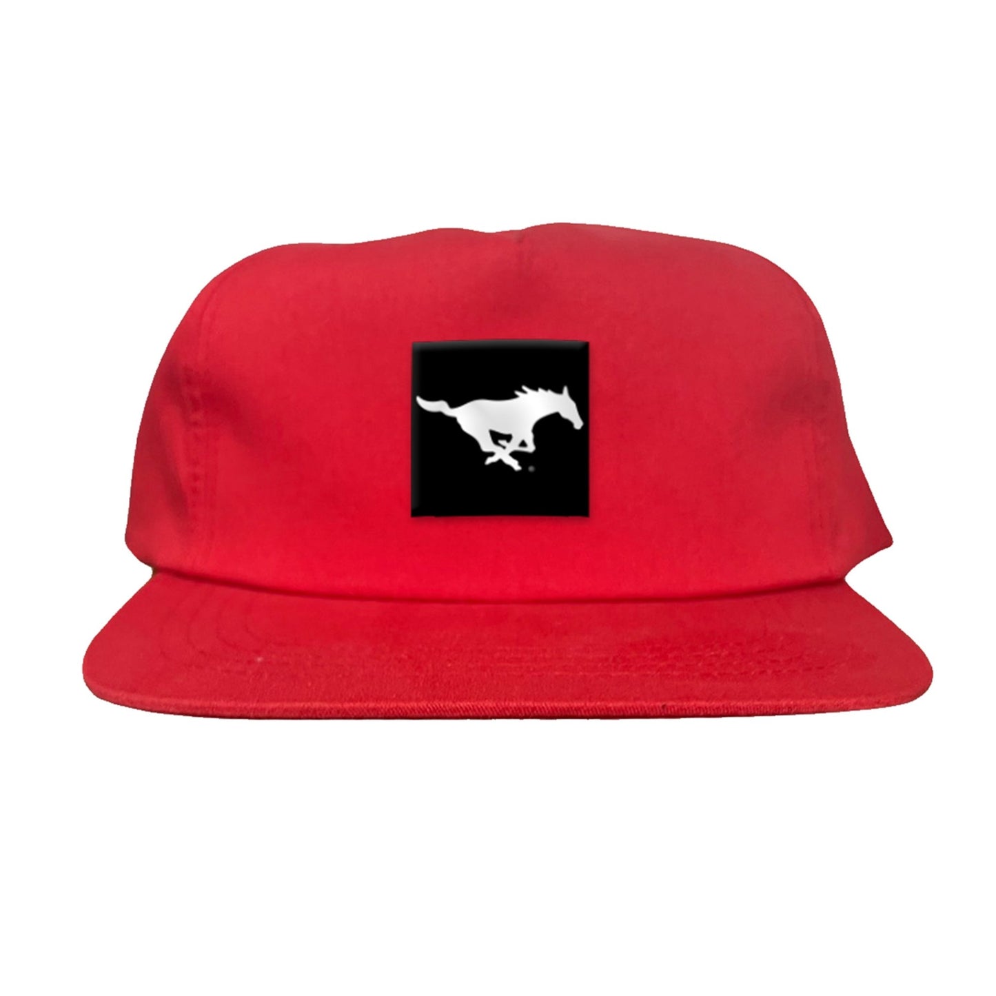 SMU Black Label Pony Logo Hats/ 194 / SMU017 / MM - Flat Bill Red Canvas Snapback - Club Rehab