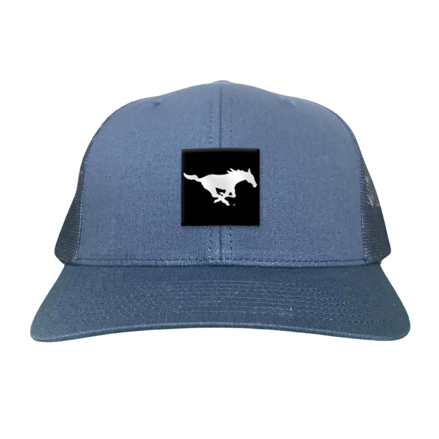 SMU Black Label Pony Logo Hats/ 194 / SMU017 / MM - Navy Curved Bill Mesh Snapback - Club Rehab