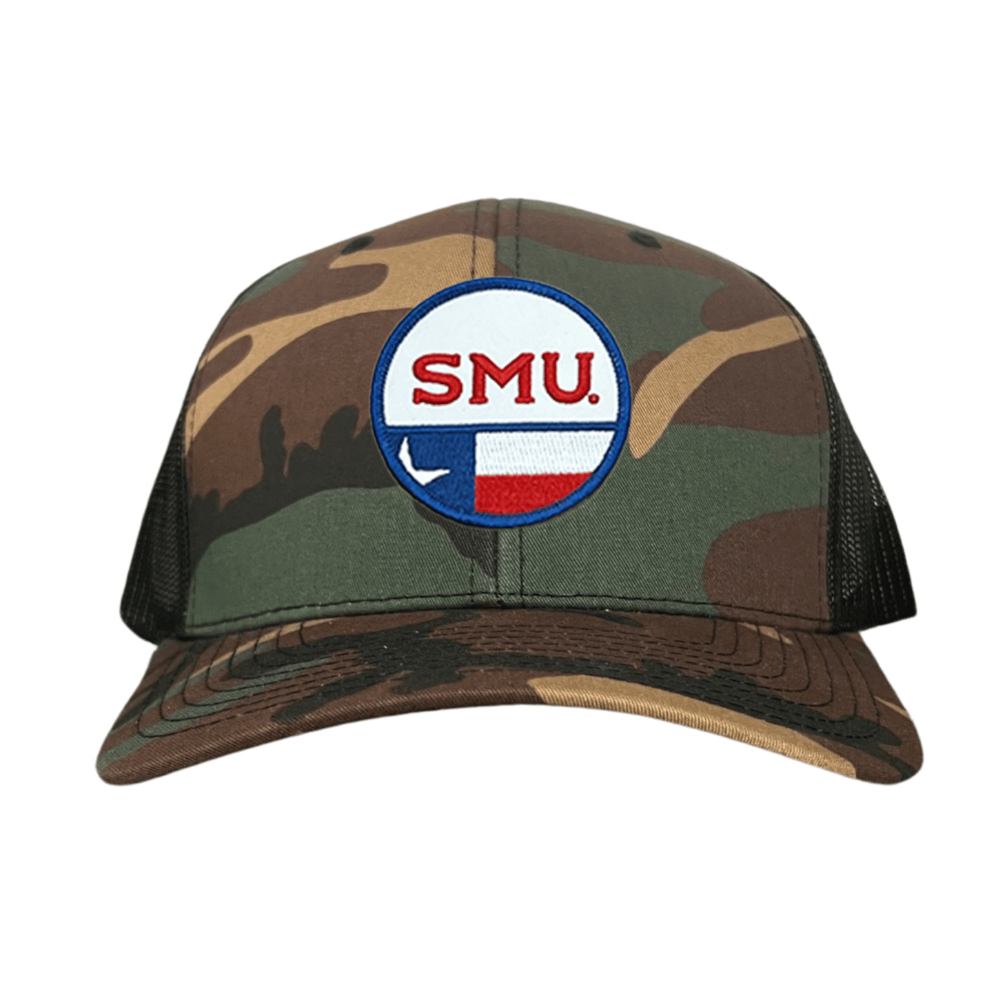 SMU Circle State / Hat / 255 / SMU035 / MM - Camo / Black Curved Mesh Snapback - Club Rehab
