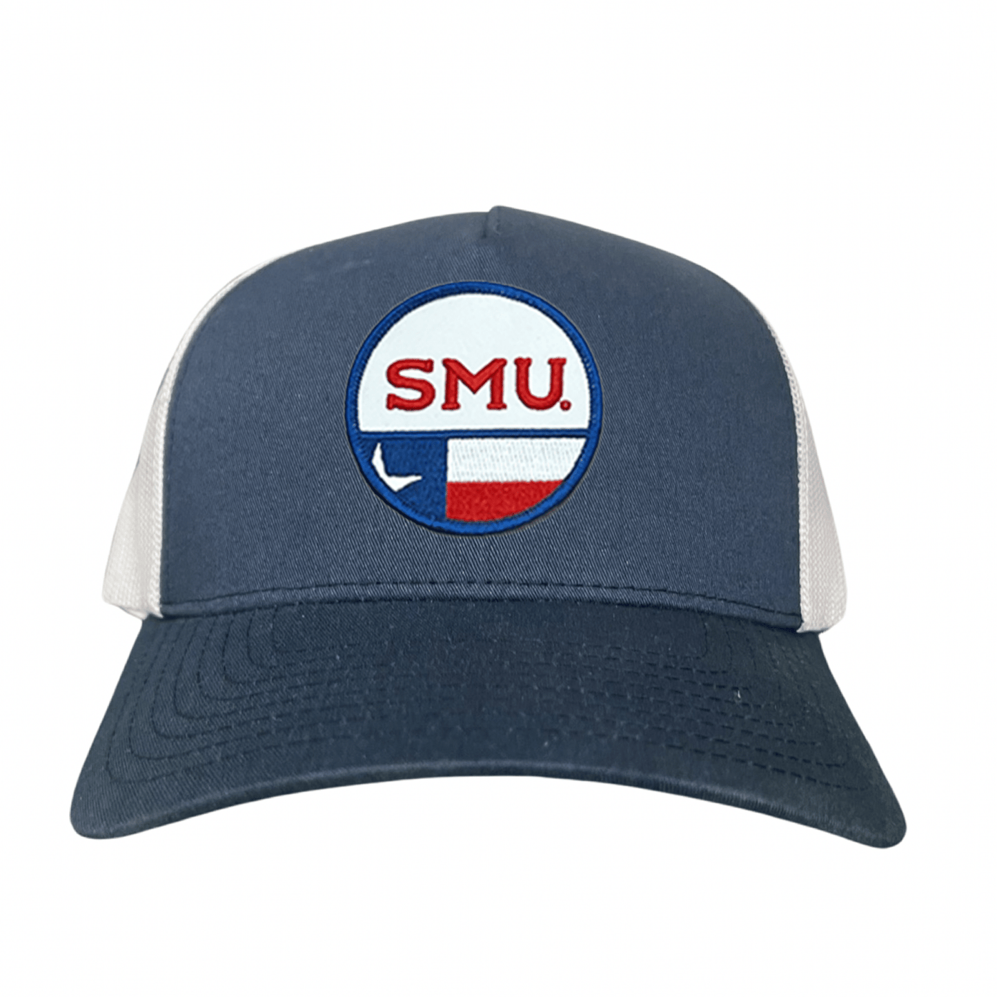 SMU Circle State / Hat / 255 / SMU035 / MM - Navy / White Curved Mesh Snapback - Club Rehab