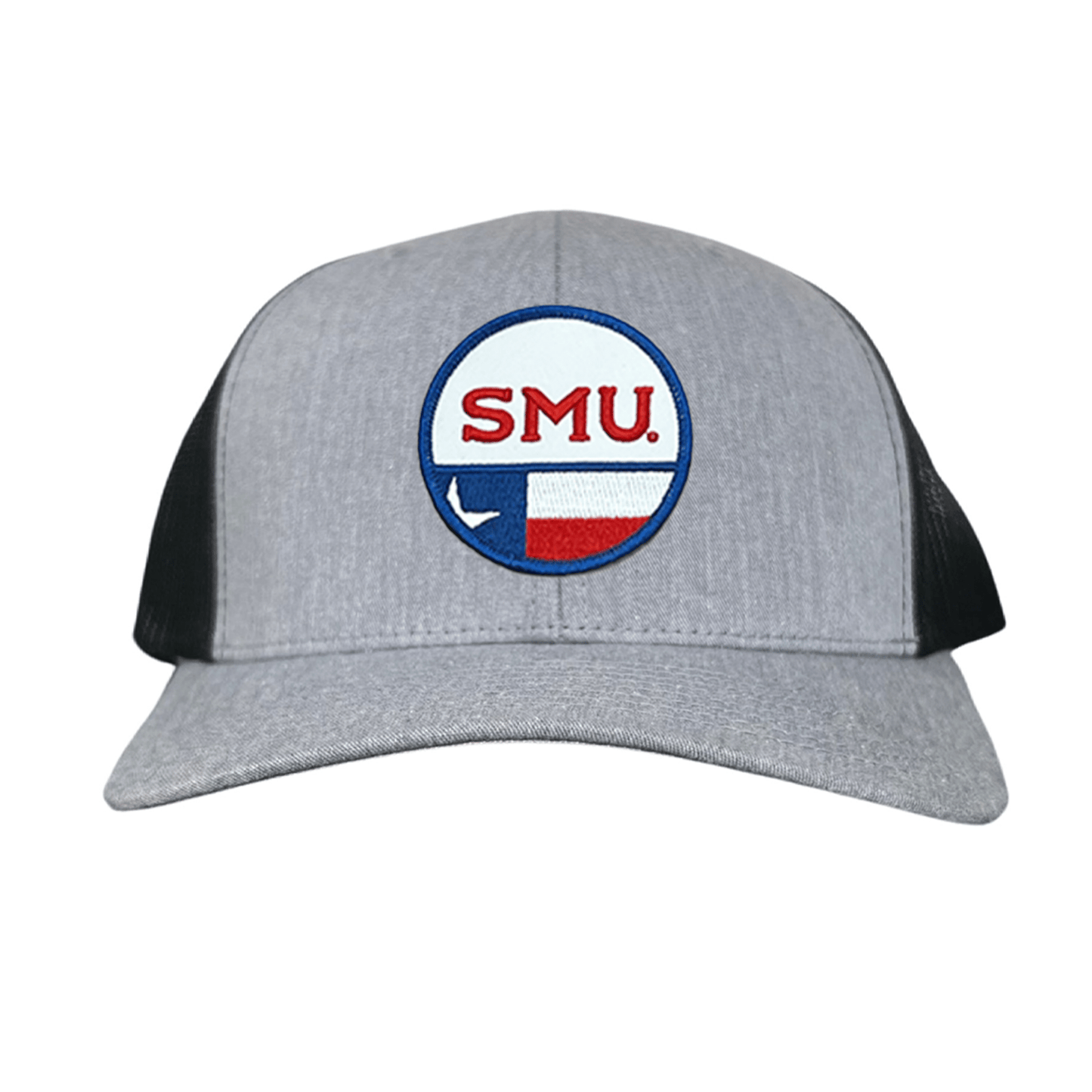SMU Circle State / Hat / 255 / SMU035 / MM - Heather Grey / Black Curved Mesh Snapback - Club Rehab