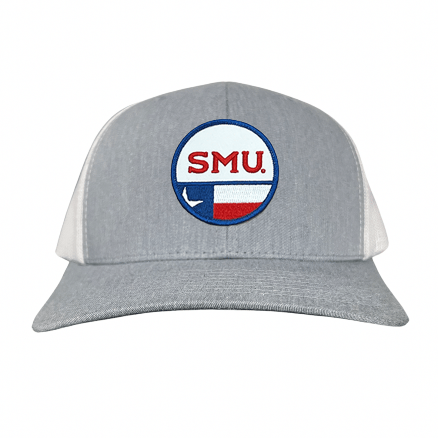 SMU Circle State / Hat / 255 / SMU035 / MM - Heather Grey / White Curved Mesh Snapback - Club Rehab