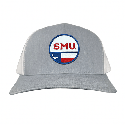 SMU Circle State / Hat / 255 / SMU035 / MM - Heather Grey / White Curved Mesh Snapback - Club Rehab