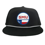 Flat Bill Black with Black / White Rope