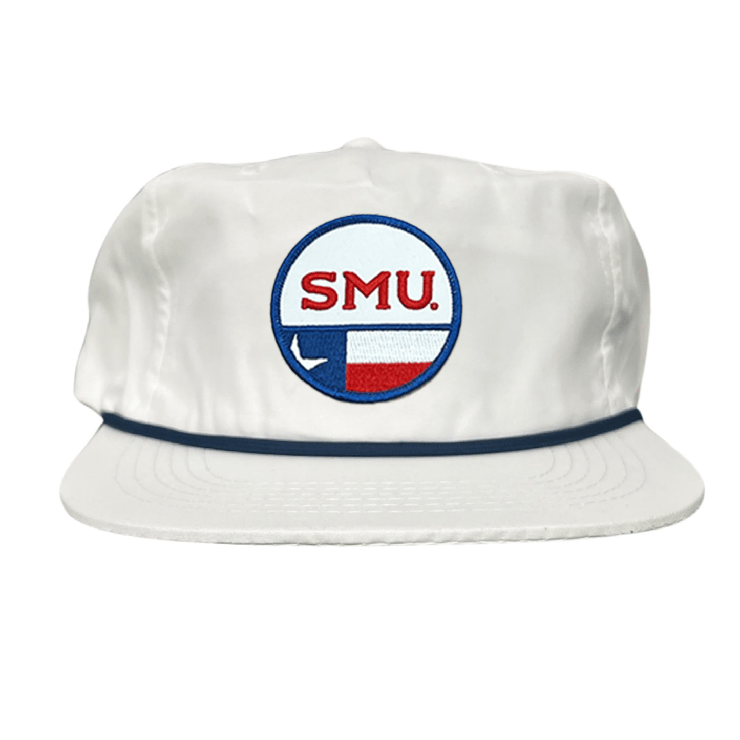 SMU Circle State / Hat / 255 / SMU035 / MM - Flat Bill White with Navy Rope - Club Rehab