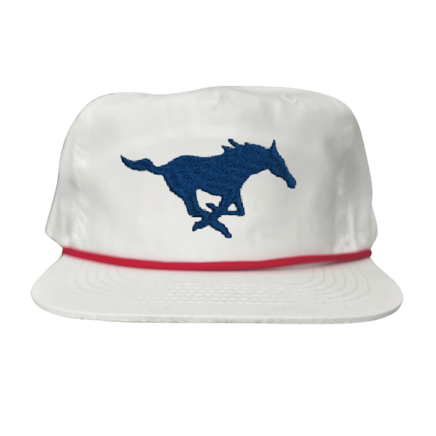 SMU Mustang Embroidered Hats / SMU1048 / MM - White with Red Rope - Club Rehab