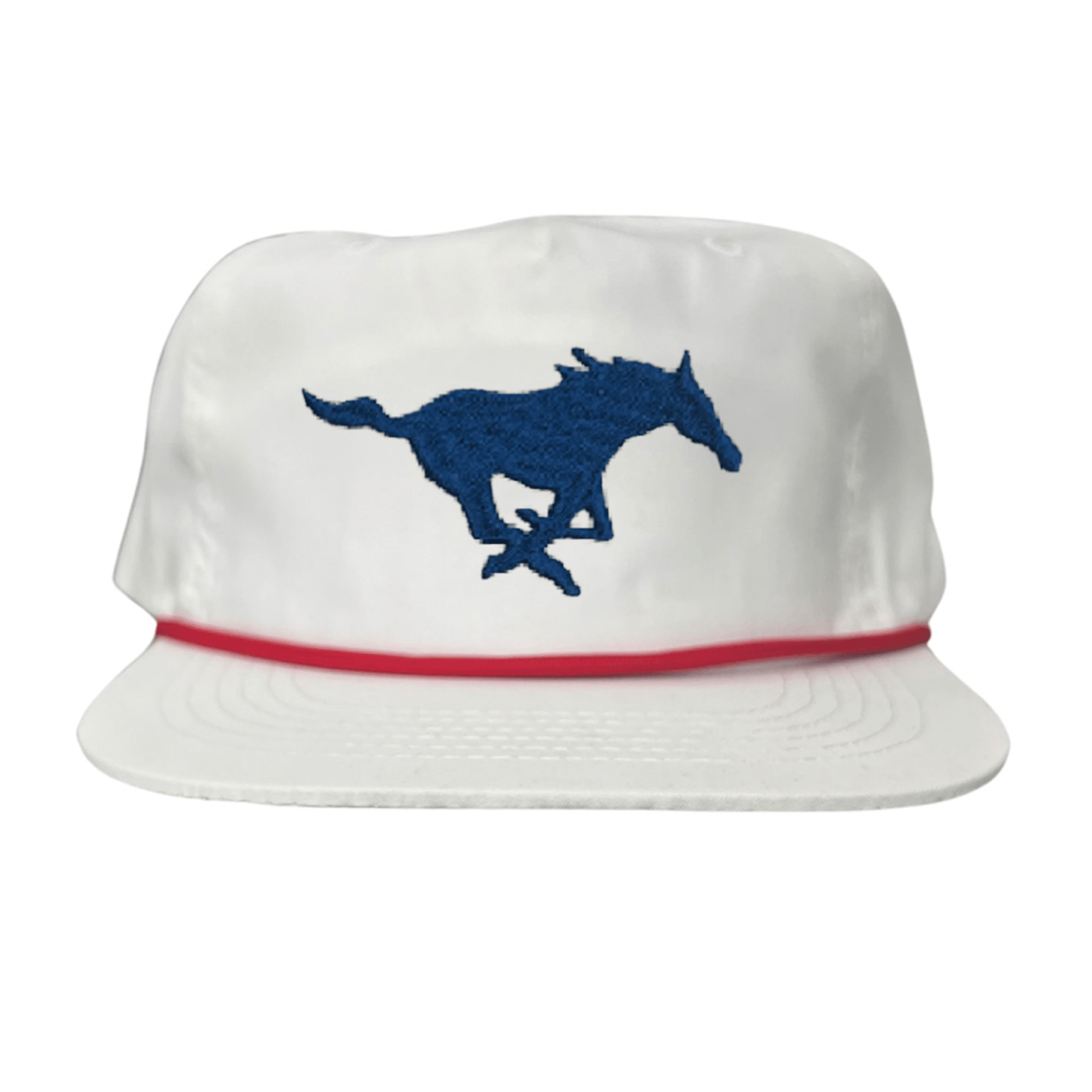 SMU Mustang Embroidered Hats / SMU1048 / MM - White with Red Rope - Club Rehab