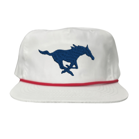 SMU Mustang Embroidered Hats / SMU1048 / MM - White with Red Rope - Club Rehab