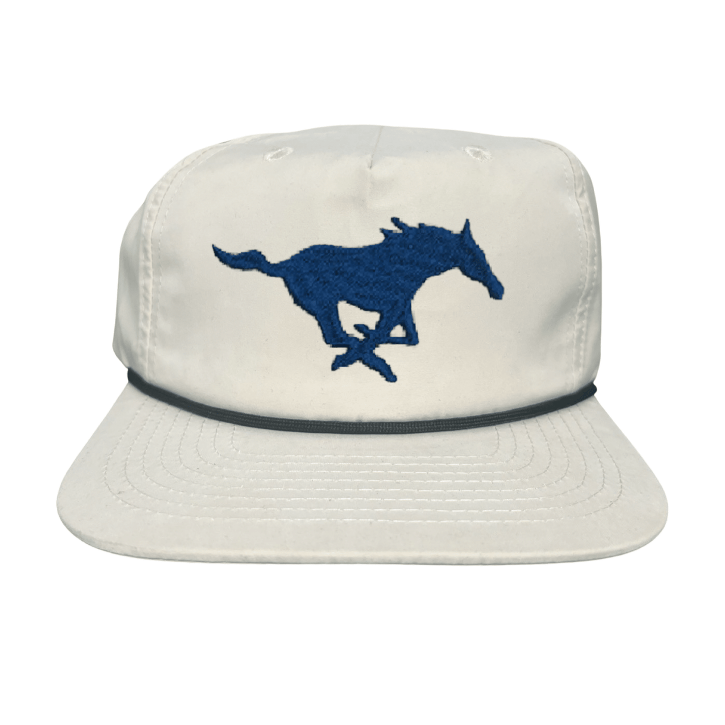 SMU Mustang Embroidered Hats / SMU1048 / MM - Off White with Black Rope - Club Rehab