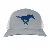 Heather Grey / White Mesh Curved Bill Mesh Snapback