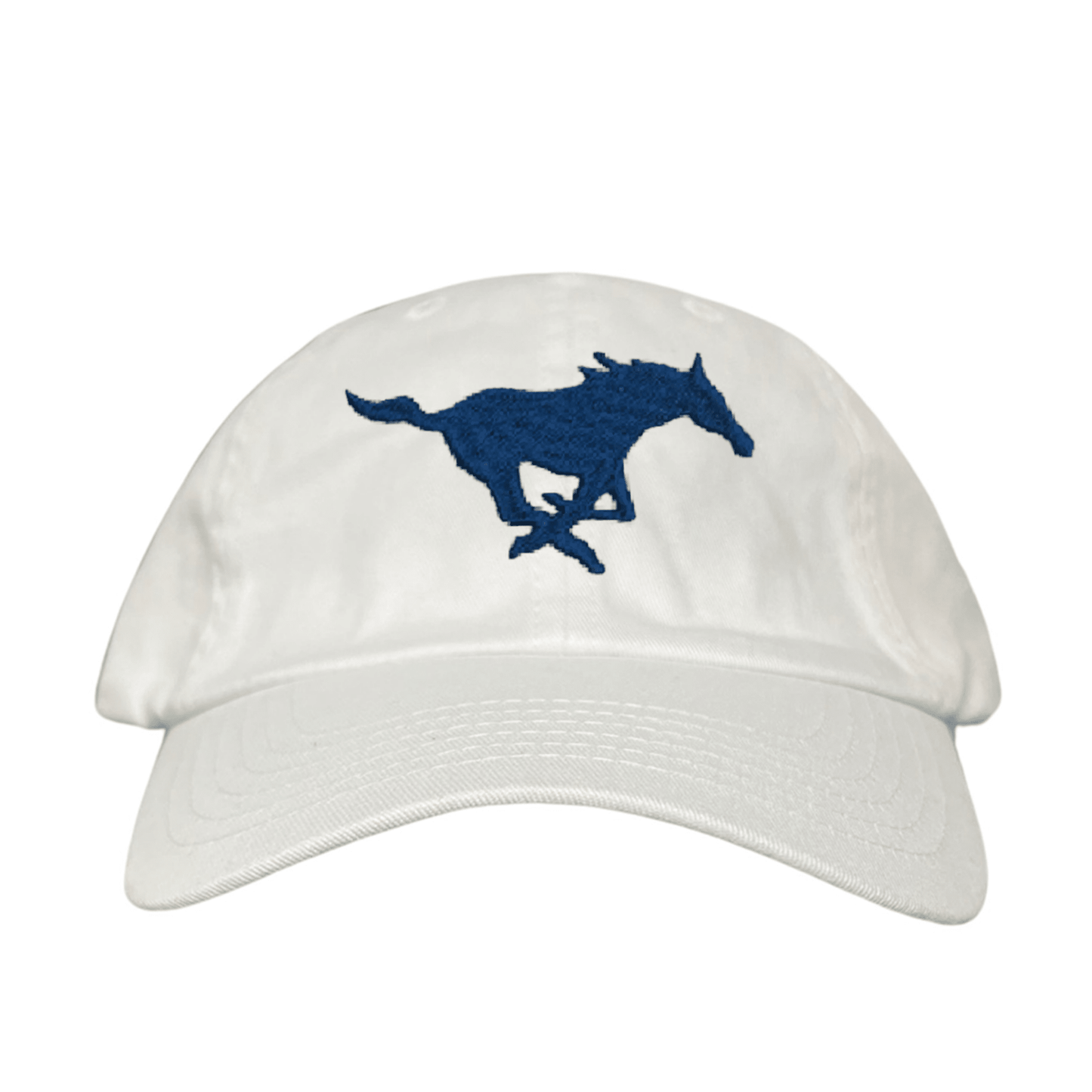 SMU Mustang Embroidered Hats / SMU1048 / MM - Dad Hat White - Club Rehab