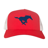 Red / White Curved Bill Mesh Snapback