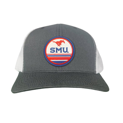 SMU Pony SMU Circle Patch Hats / 119 / SMU009 / MM - Charcoal / White Curved Bill Trucker - Club Rehab