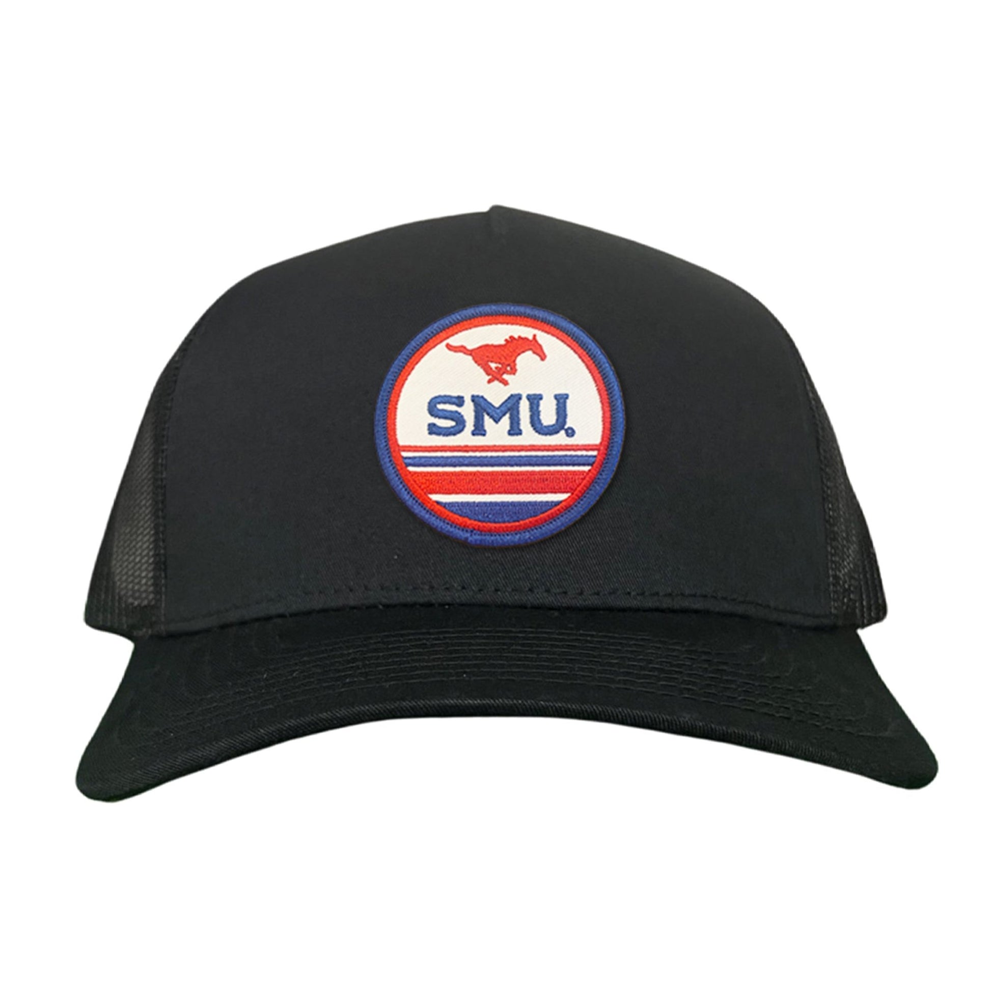 SMU Pony SMU Circle Patch Hats / 119 / SMU009 / MM - Charcoal / White Curved Bill Trucker - Club Rehab