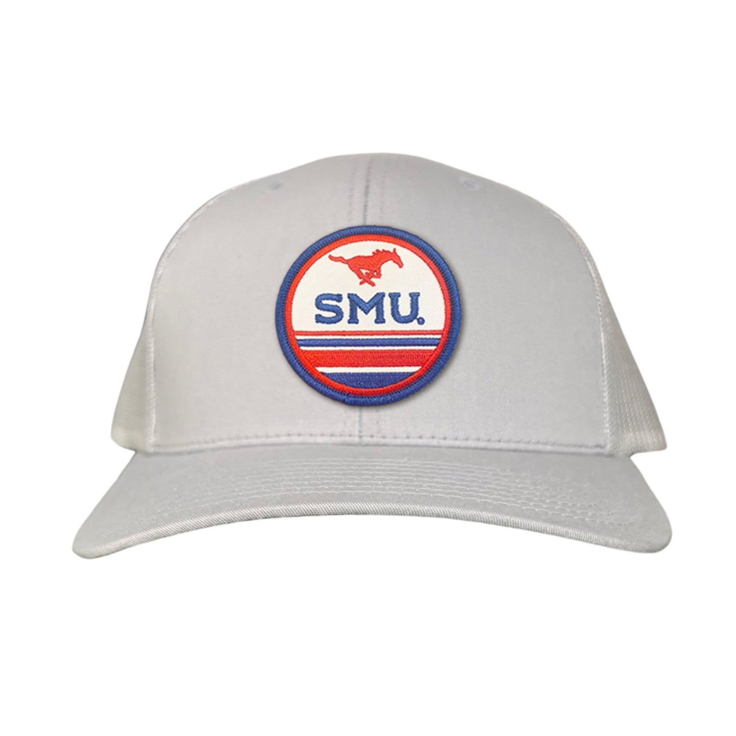 SMU Pony SMU Circle Patch Hats / 119 / SMU009 / MM - Silver Curved Bill Trucker - Club Rehab
