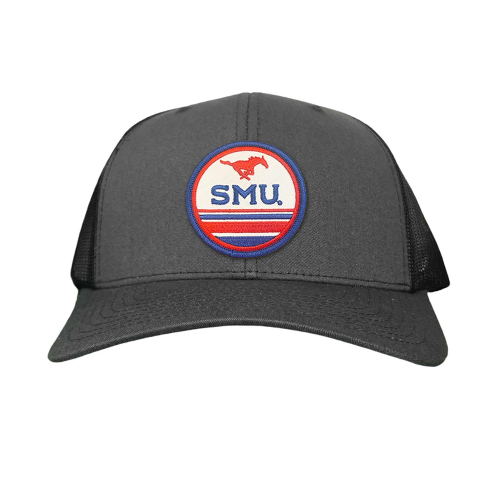 SMU Pony SMU Circle Patch Hats / 119 / SMU009 / MM - Charcoal Curved Bill Trucker - Club Rehab