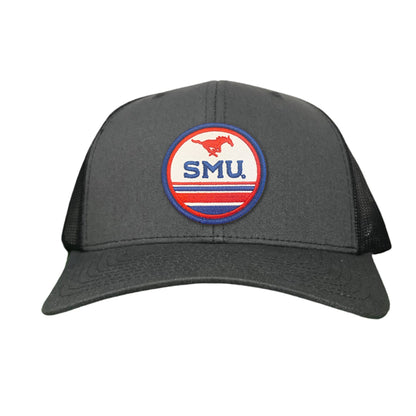 SMU Pony SMU Circle Patch Hats / 119 / SMU009 / MM - Charcoal Curved Bill Trucker - Club Rehab