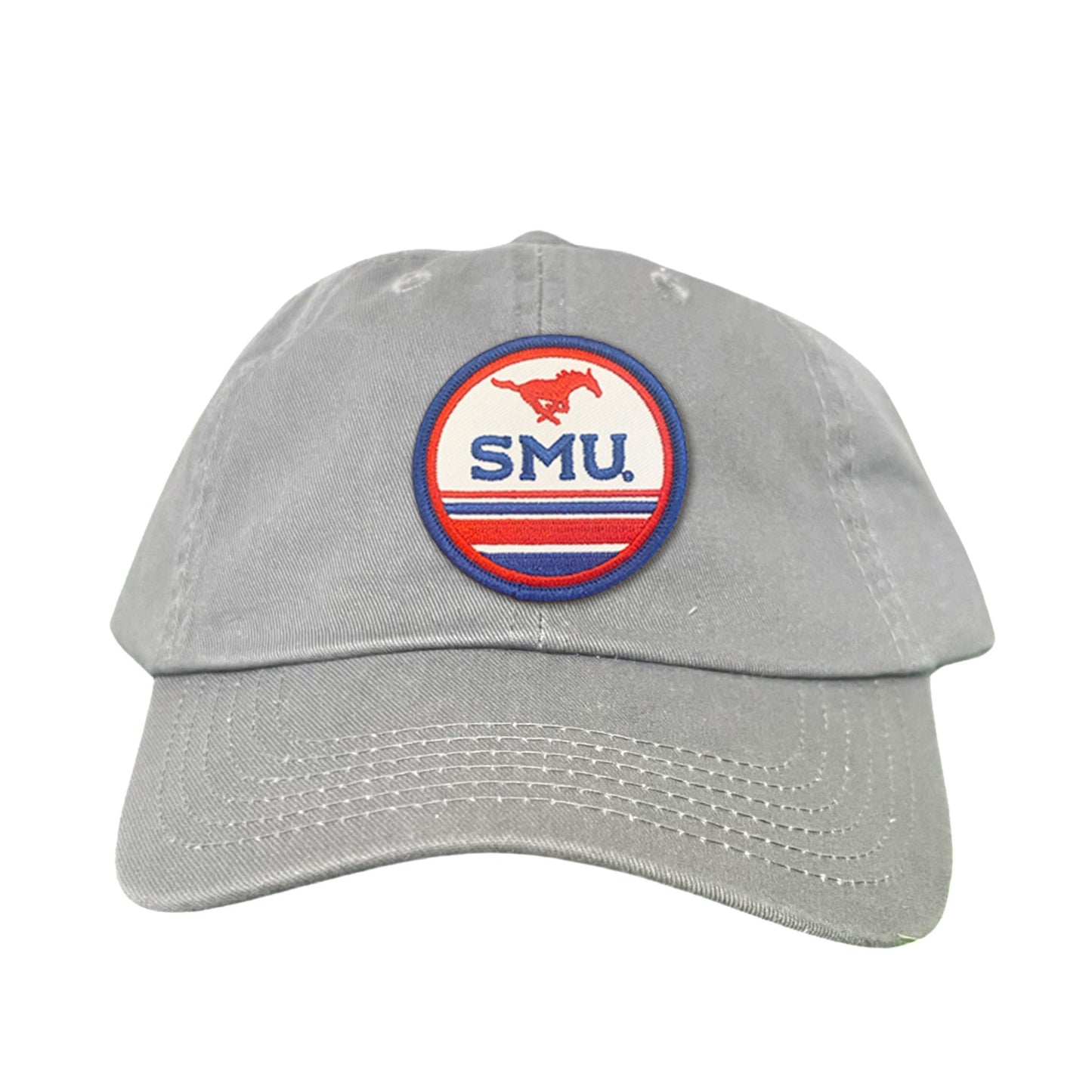 SMU Pony SMU Circle Patch Hats / 119 / SMU009 / MM - Flat Bill White With Navy Rope - Club Rehab