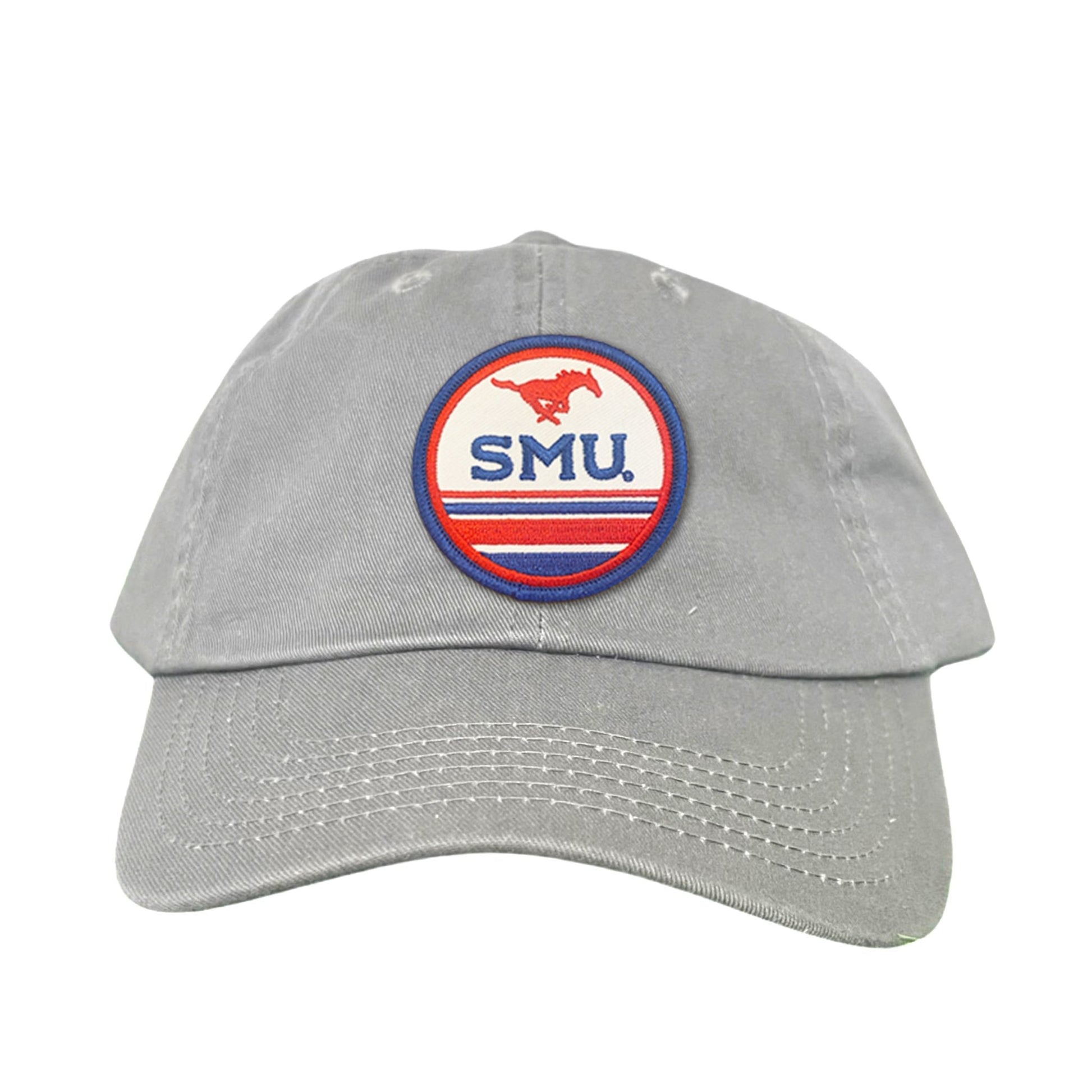 SMU Pony SMU Circle Patch Hats / 119 / SMU009 / MM - Flat Bill White With Navy Rope - Club Rehab