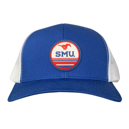 SMU Pony SMU Circle Patch Hats / 119 / SMU009 / MM - Royal / White Curved Bill Trucker - Club Rehab