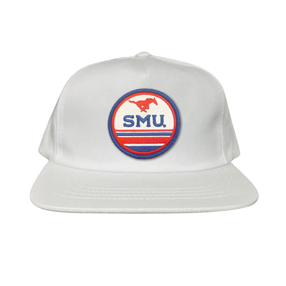 SMU Pony SMU Circle Patch Hats / 119 / SMU009 / MM - Flat Bill White 5 Panel Canvas - Club Rehab