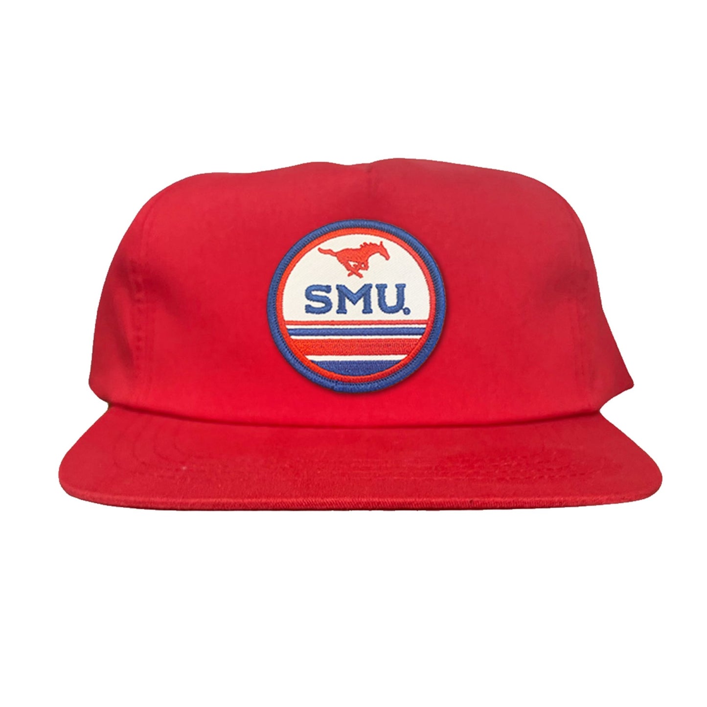 SMU Pony SMU Circle Patch Hats / 119 / SMU009 / MM - Flat Bill Red 5 Panel Canvas - Club Rehab