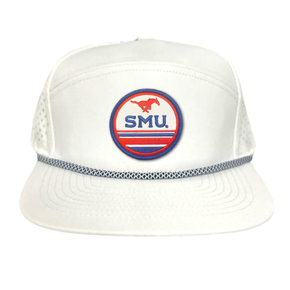 SMU Pony SMU Circle Patch Hats / 119 / SMU009 / MM - Flat Bill White With Black Rope - Club Rehab