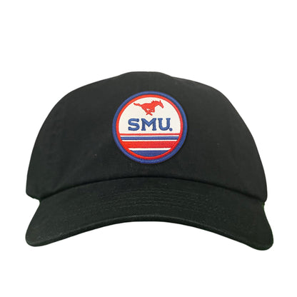SMU Pony SMU Circle Patch Hats / 119 / SMU009 / MM - Flat Bill White With Navy Rope - Club Rehab