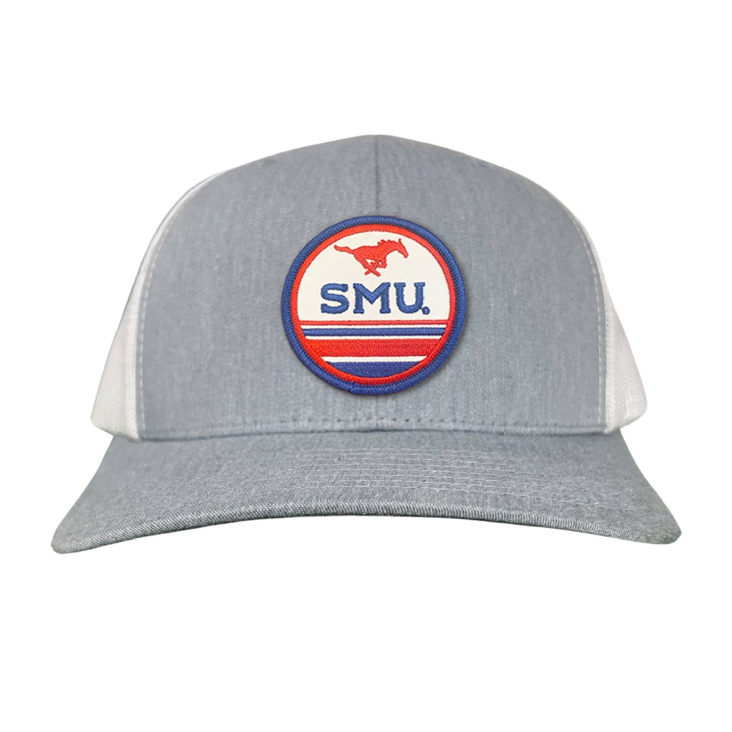 SMU Pony SMU Circle Patch Hats / 119 / SMU009 / MM - Heather Grey / White Curved Bill Trucker - Club Rehab