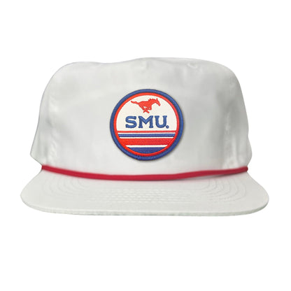 SMU Pony SMU Circle Patch Hats / 119 / SMU009 / MM - Flat Bill White With Red Rope - Club Rehab