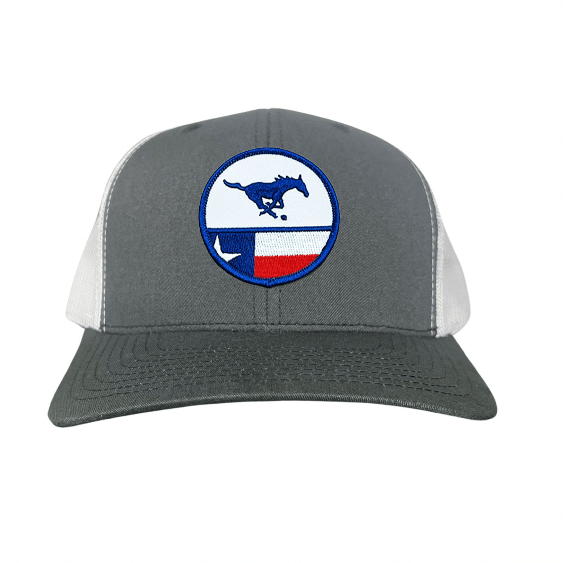 SMU Pony SMU Pony Flag Patch / Hats / 254 / SMU043 / MM - Charcoal / White Curved Bill Mesh Snapback - Club Rehab