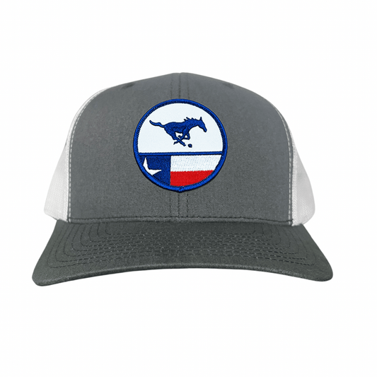 SMU Pony SMU Pony Flag Patch / Hats / 254 / SMU043 / MM - Charcoal / White Curved Bill Mesh Snapback - Club Rehab
