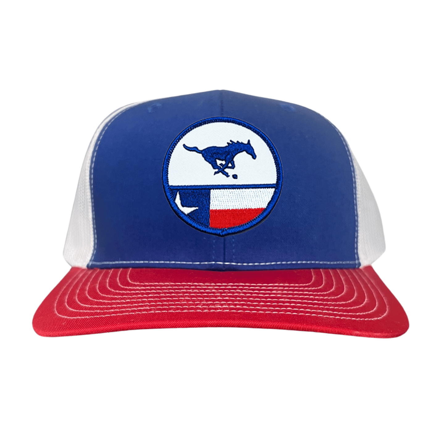 SMU Pony SMU Pony Flag Patch / Hats / 254 / SMU043 / MM - Royal / White / Red Curved Bill Mesh Snapback - Club Rehab