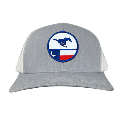 SMU Pony SMU Pony Flag Patch / Hats / 254 / SMU043 / MM - Heather Grey / White Curved Bill Mesh Snapback - Club Rehab