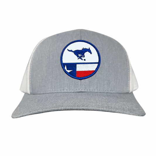 SMU Pony SMU Pony Flag Patch / Hats / 254 / SMU043 / MM - Heather Grey / White Curved Bill Mesh Snapback - Club Rehab