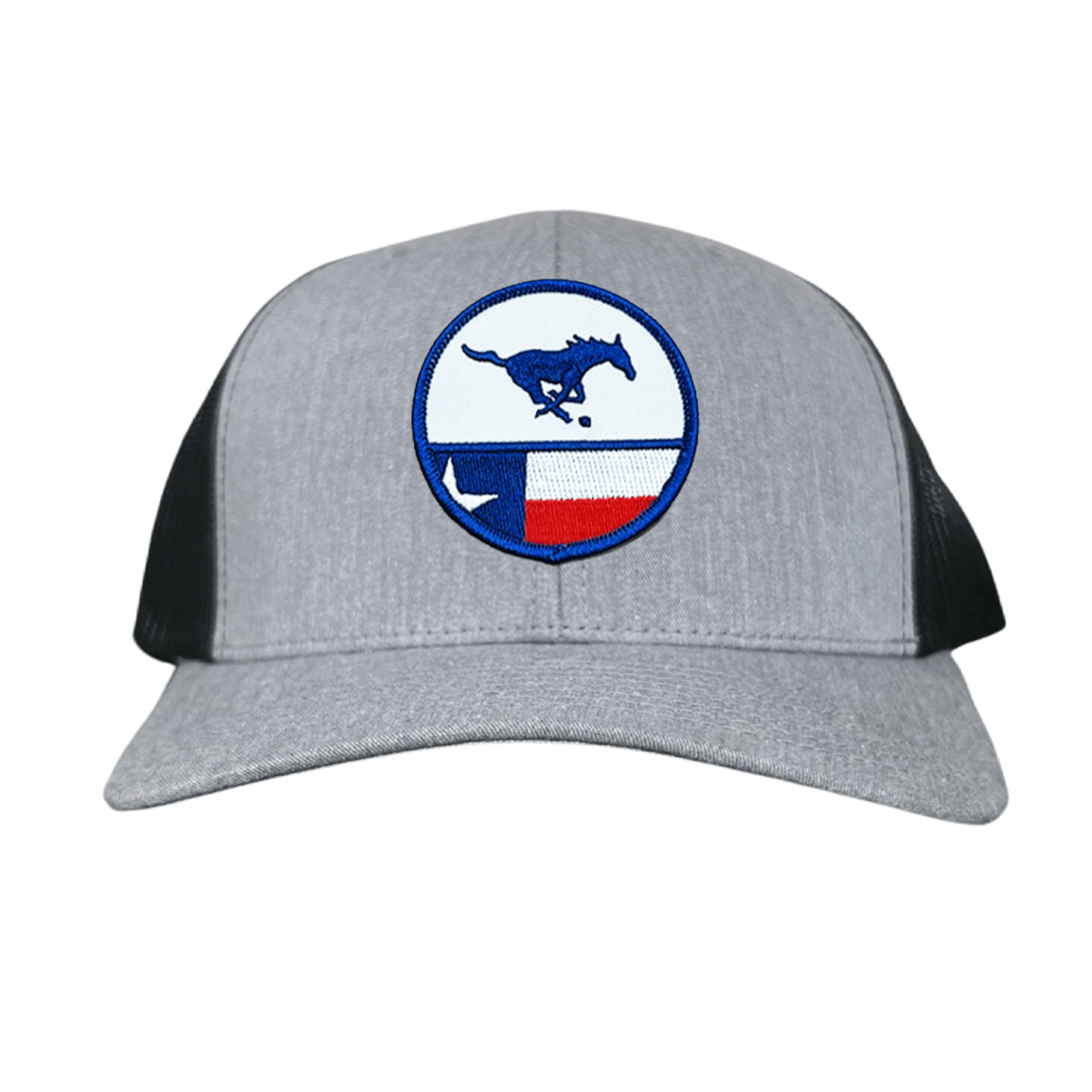 SMU Pony SMU Pony Flag Patch / Hats / 254 / SMU043 / MM - Heather Grey / Black Curved Bill Mesh Snapback - Club Rehab