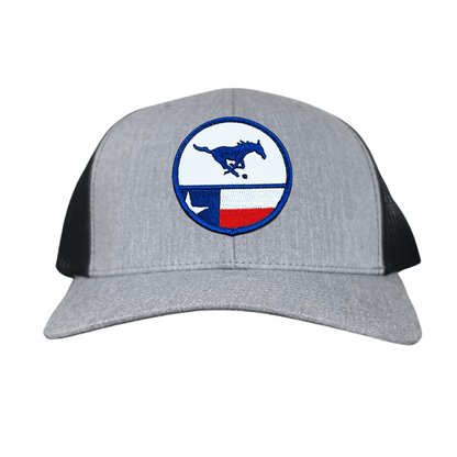 SMU Pony SMU Pony Flag Patch / Hats / 254 / SMU043 / MM - Heather Grey / Black Curved Bill Mesh Snapback - Club Rehab