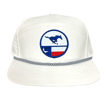 SMU Pony SMU Pony Flag Patch / Hats / 254 / SMU043 / MM - Flat Bill White With Black / White Rope - Club Rehab