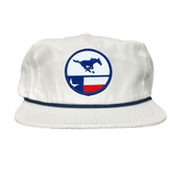 Flat Bill White With Navy Rope