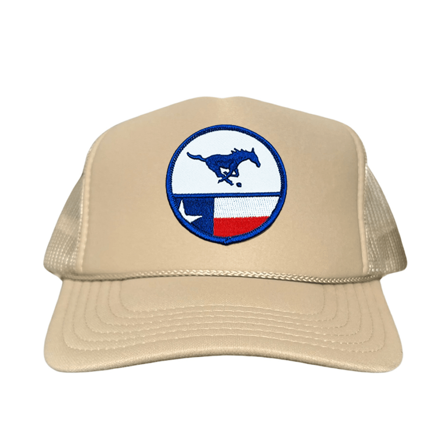 SMU Pony SMU Pony Flag Patch / Hats / 254 / SMU043 / MM - Khaki Foam Curved Mesh - Club Rehab