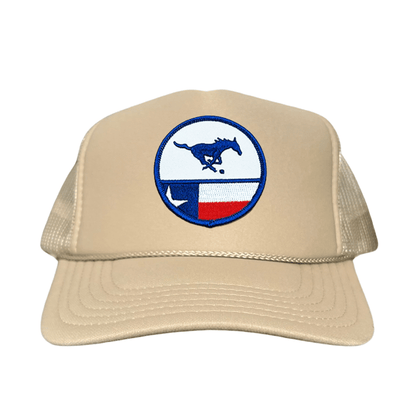 SMU Pony SMU Pony Flag Patch / Hats / 254 / SMU043 / MM - Khaki Foam Curved Mesh - Club Rehab