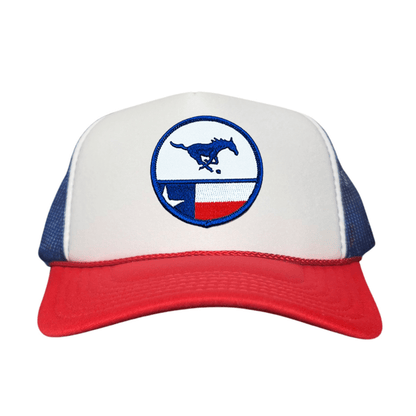 SMU Pony SMU Pony Flag Patch / Hats / 254 / SMU043 / MM - Red / White / Blue Foam Curved Mesh - Club Rehab